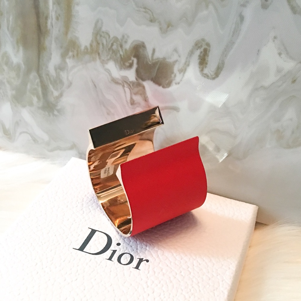 Dior Bold Red and Gold Cuff Bracelet
